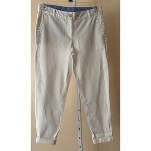 Talbots The Weekend Chino Pants Womens Sz4 Flat Front Mid Rise Straight White